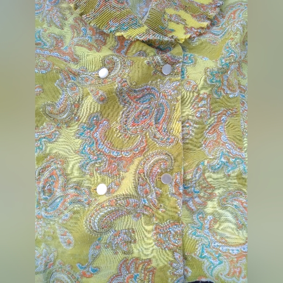 Vintage Sleeveless Blouse, Size Medium, Paisley, Double Breasted, Pearl … - Picture 6 of 11